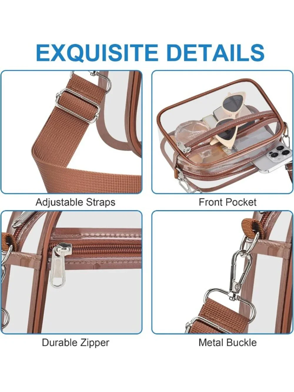 Stadium Approved Clear Bag for Events | Stylish Women's Top-Handle Handbag